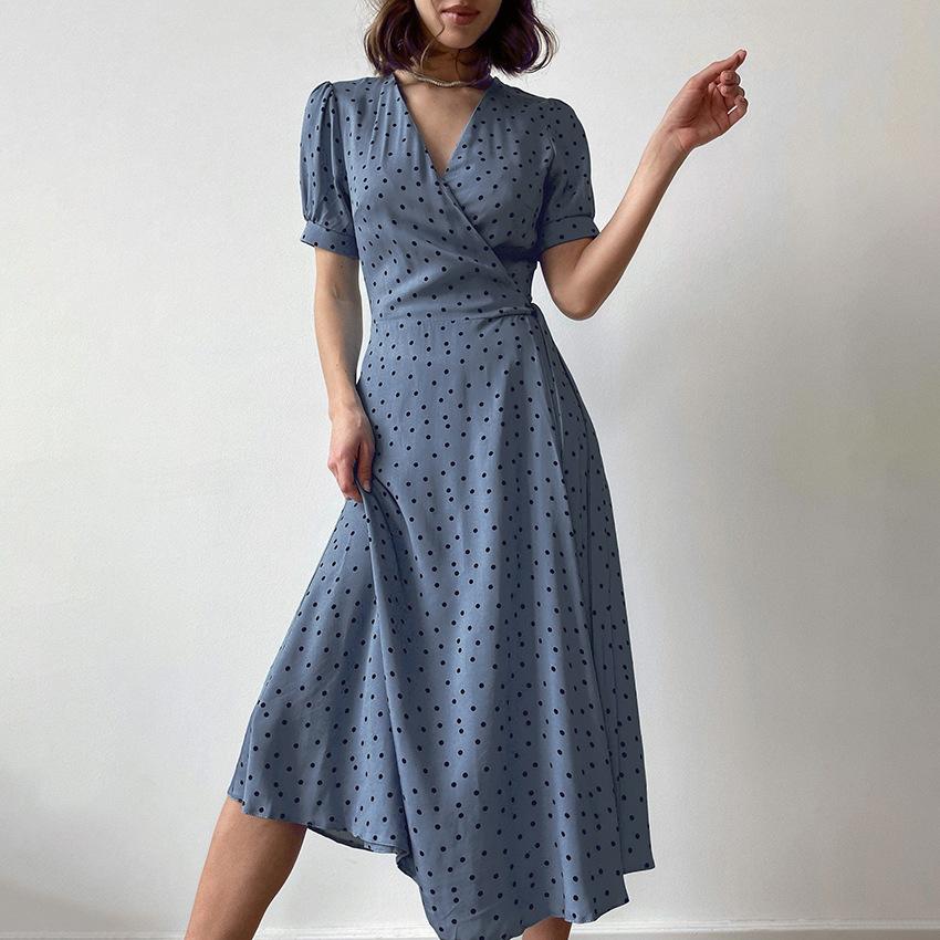 Blue Polka Dot Midi Dress – LuluDress